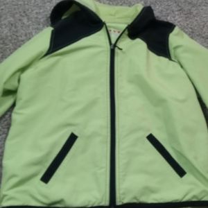 Bright green rain jacket
